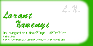 lorant namenyi business card
